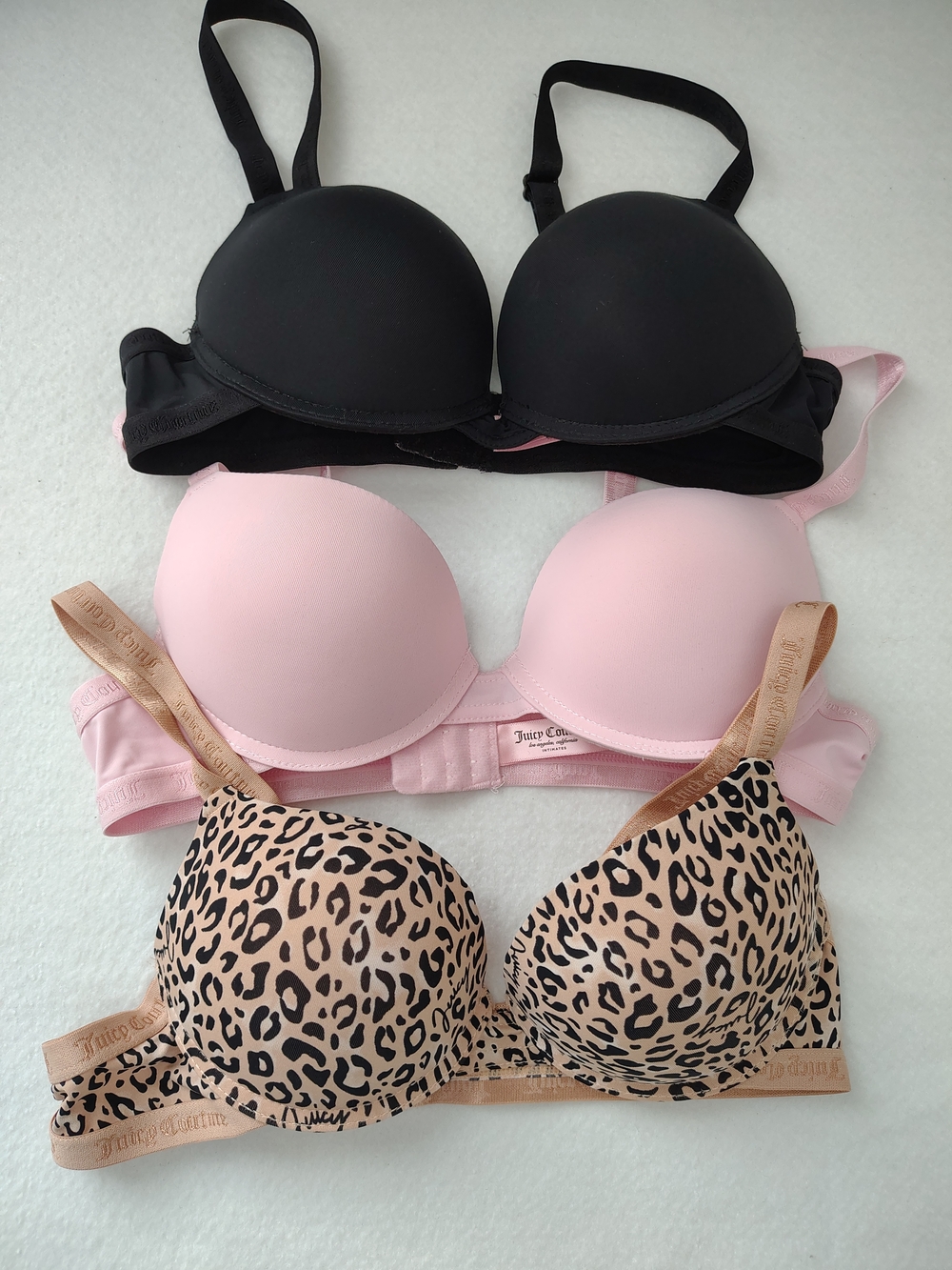 Juicy Couture Bras in Black, Light Pink & Leopard Print